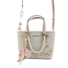 Michael Kors Сумка Jet Set Leather, шоппер, мини-клатч Vanilla White 35t9gtvt0b-640(team352-粉绮珠香) | floral soft pink