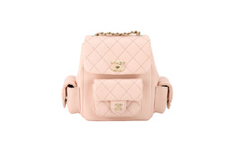 Зернистая тисненая блестящая кожа теленка Рюкзак Маленький Женский Светло-розовый Chanel as4399-b14256-nr644