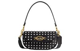 Coach Сумка через плечо с молнией из перчаточной кожи седло ручная кладь, сумка через плечо средняя women's black cm703-b4bk