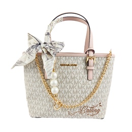Michael Kors Сумка Jet Set Leather, шоппер, мини-клатч Vanilla White 35t9gtvt0b-640(team352-粉绮珠香) | plain colored gold chain