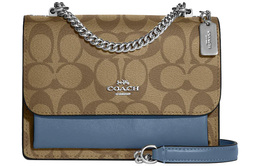 Coach Klare Iconic Coated Canvas с гладкой кожаной поясной сумкой, мини-сумка через плечо для женщин Khaki & Indigo c9946-svce9