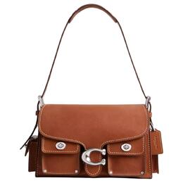 Coach Кожаная наплечная сумка CargoSoft Tabby Grain, байкерская, одноручная сумка Medium Women's красный коричневый cu124-lhbar