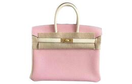 Hermes Сумка Birkin Togo Calfskin Women's Cherry Blossom Pink & Cream White birkin樱花粉