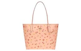 Coach Городская сумка tote из ПВХ с кожей, шоппер, женская сумка через плечо, розовый пэчворк с цветочным принтом c8743-imsmx