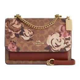 Coach Клатч из лакированного холста с кожаными деталями, маленькая женская сумка-кроссбоди gold & tan & multicolor cy814-imtam