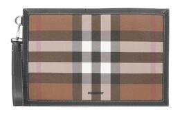 Burberry Клатч Plaid с кожаной сумкой для хранения мужской Dark Birch Brown 80508291