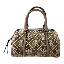 Tory Burch Монограмма T полиамидная сетка маленькая цилиндрическая сумка, женская наплечная сумка khaki & melon 169717-250