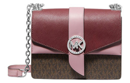 Michael Kors Сумка через плечо Greenwich Canvas With Leather, маленькая женская сумка-кроссбоди brown & fuchsia 32h1sgrc0b-2750
