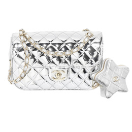 Chanel Сумка через плечо, кроссбод Metal Texture Mirror Finish Calfskin с акцентами из Lambskin, женская Silver as4648-b14873-nt666