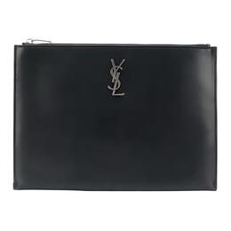 Saint Laurent Кожаная сумка-клатч Smooth Cow для хранения, мужская, black 4532490sx0e-1000