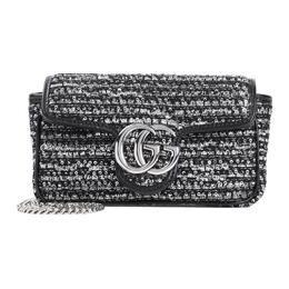 Gucci Сумка GG Marmont Wool через плечо Extra Mini Women's Black Silver 476433-fadrm-1056