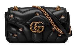 Gucci Квилтованная кожаная сумка GG Marmont через плечо, женская черная 443497-aacpg-1000
