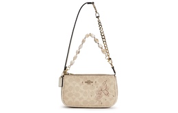 Coach Покрытая тканью маленькая сумка через плечо Mahjong Sets для женщин малого размера Sand & Chalk White cw426-imxdm(team80-玫瑰花藤) | butterfly love flower language