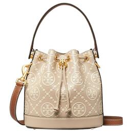 Сумка T Monogram кожаная ведро, женская сумка, через плечо, кроссбоди лонган браун и крем уайт Tory Burch 146294-020