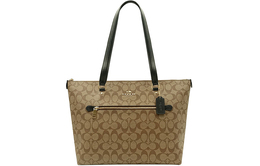 Coach Сумка-шоппер pvc, шоппер, сумка через плечо большая women's khaki monogram & black shoulder strap 79609-imcbi