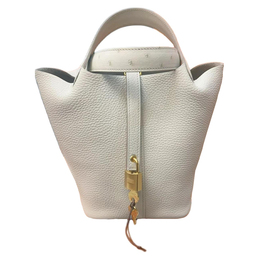 Сумка Picotin Lock из кожи Taurillon Clemence с элементами из кожи страуса унисекс Concrete Gray Hermes h082945ccak