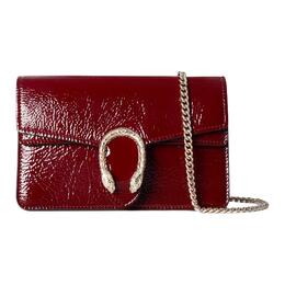 Gucci Дионисус россо стилл лаковая кожаная сумка кроссбоди, наплечная сумка экстра мини женская красная 795368-0aaa8-6207