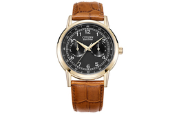 Citizen Мужские часы Ecology-Drive Collection с солнечным кварцевым механизмом и кожаным ремешком, черный циферблат ao9003-08e