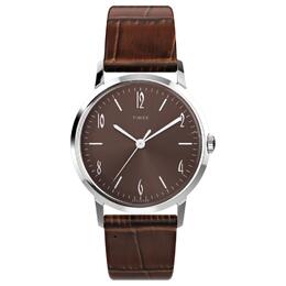 Мужские часы с механическим механизмом с ручным заводом, кожаным ремешком, 34 мм, циферблат tan Timex tw2w93300