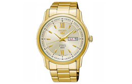 Seiko Серия 5 автоматический механический механизм часы из нержавеющей стали мужские часы gold циферблат snkp20k1