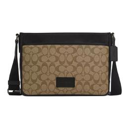 Coach Сумка из кожи и холста, плечевая сумка, кросс-боди большая men's bronze & khaki & black ch078-qbt4u