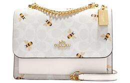 Coach Кожаная сумка-баул на холсте малого размера с наплечным ремнем через плечо для женщин ледниково-белого цвета ch515-imrfi