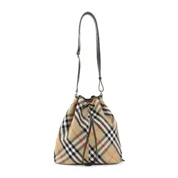 Burberry-Sand Beige Cotton Drawstring Bucket Shoulder Bag-Donna 53131709481300
