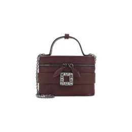 Roger Vivier-Dark Bordeaux Nappa Leather Vanity Micro Bag-Donna 53131710333268