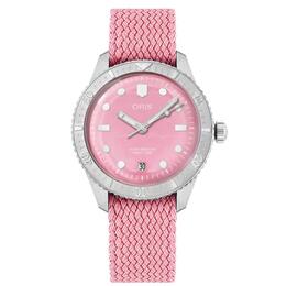 Oris Divers Automatic Pink Dial Ladies Watch 0731904brs