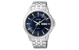 Citizen Часы мужские с кварцевым механизмом, стальной браслет, синий циферблат BF2011 51L bf2011-51l