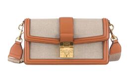 Льняной холст с телячьей кожей кросс-боди, маленькая сумка через плечо унисекс cognac MCM mwsdaxt03co001