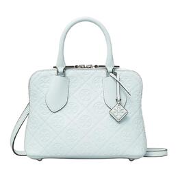 Tory Burch Кожаная сумка Monogram с одним плечевым ремнем, мини-кроссбоди для женщин Ice Blue 159323-466