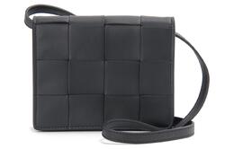 Кожаная мини-сумка через плечо унисекс черная Bottega Veneta 574051vmay18803