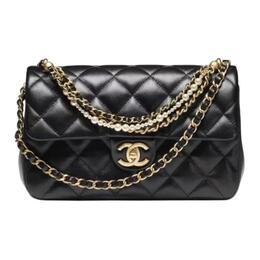 Маленькая женская сумка через плечо из кожи ягненка black Chanel, Set (Bag+Dust Bag) as5667-b15773-94305