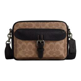Coach Сумка через плечо из покрытого холста, маленькая мужская сумка-кроссбоди tan & black cw217-qbnrx