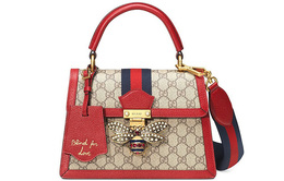 Gucci Сумка Queen Margaret Canvas With Leather, через плечо, кроссбоди, женская Ebony/Red 476541-9i6st-8540