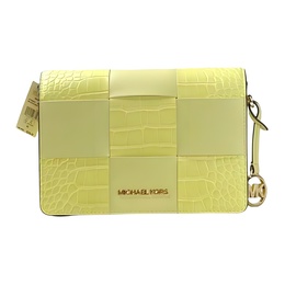 Michael Kors Кожаная сумка mercer, кроссбоди, маленькая женская сумка через плечо yellow 35t1gm9c1e-buttercup
