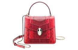 Bvlgari Сумка через плечо Serpenti Forever Snake Skin, кросс-боди, маленькая женская красная 287099