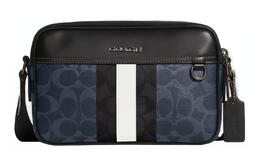 Coach Сумка Graham Stripes с кожаными вставками, маленькая квадратная, через плечо, на плечо, средняя, мужская, джинсовый синий c9965-qbdei