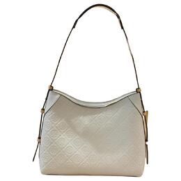 Tory Burch Монограмма T кожаная сумка через плечо Regular женская светло-титановый белый 169374-020包