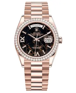 Rolex Day-Date Rose Gold Eisenkiesel Roman Diamond Set Dial Diamond Bezel Women's Watch m128345rbr-0044