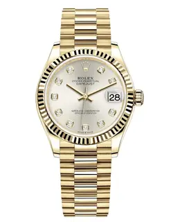 Rolex Datejust 31 Yellow Gold Silver Diamond Dial Women's Watch m278278-0034