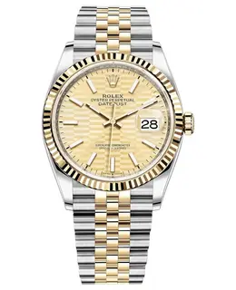 Rolex Datejust 36 Steel & Yellow Gold Golden Fluted-Motif Dial Women's Watch m126233-0039