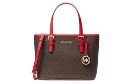 Michael Kors Сумка Jet Set Canvas, шоппер, женская ручная кладь, коричневая и красная 35t9gtvt0b-dk sangria