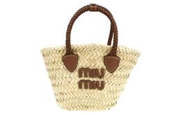 Miu Miu Сумка через плечо из телячьей кожи, кроссбоди, женская сумка natural и brown 5ba282-2ddh-f0a5t-v-ooo