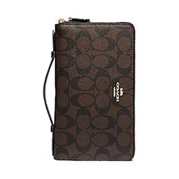 Coach Кожаный клатч-кошелек Canvas для мужчин коричневый 23552-imaa8