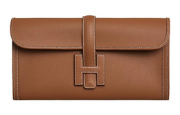 Hermes Кожаный клатч Jige Elan Swift женский 37 Gold h048490ca37