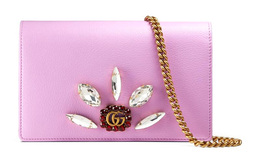 Gucci Кожаный кошелек, кросс-боди, мини-сумка через плечо женская розовый фиолетовый 499782-cwgit-5872