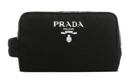 Prada Клатч из переработанного нейлона с кожаной отделкой, косметичка женская black 2na050_2d0p_f0002