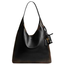 Coach Кожаная наплечная сумка Brooklyn большая женская black cbh42-lhpmz